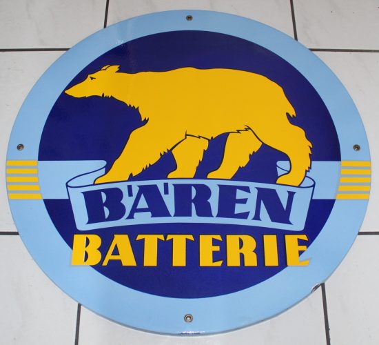 Bären Batterie Emailschild Rund 1