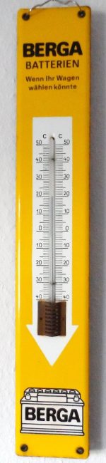Berga Batterien Thermometer Emailschild