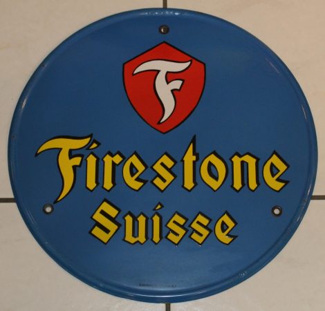 Firestone Pneuständer Emailschild Blau