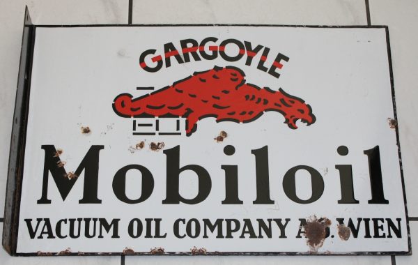 Gargoyle Mobiloil Flaggen Emailschild Wien