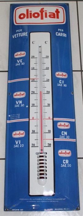 Oliofiat Thermometer Emailschild