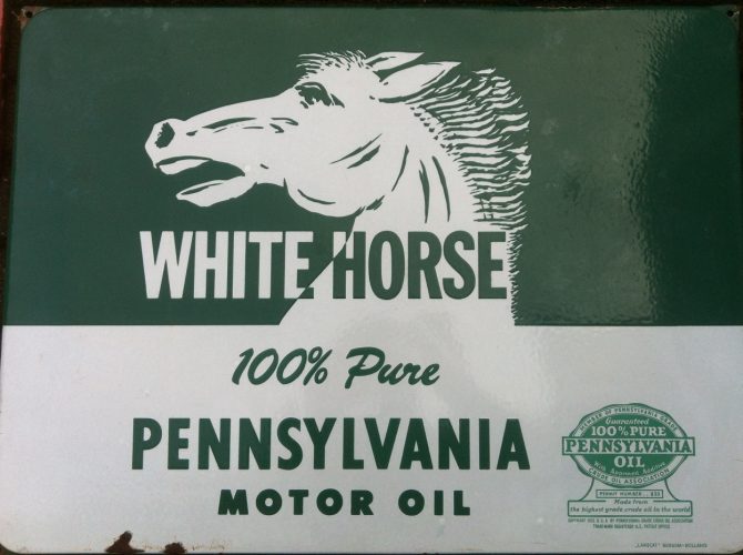 White Horse Motor Oil Emailschild